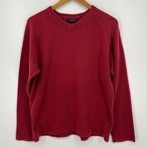 Express Sweater Men's Size L Red Burgundy V Neck Vtg 90s USA 100%‎ Cotton